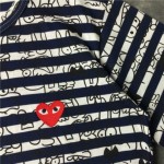 Black White Stripes Heart Cartoon Round Neck Short Sleeves Funky Mens T-Shirt
