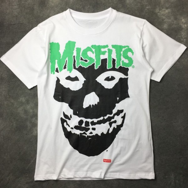 White Black Misfits Naughty Smile Face Round Neck Short Sleeves Funky Mens T-Shirt