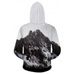 Black White Sky Mountain Snow Long Sleeves Mens Jacket Winter Hooded Hoodies