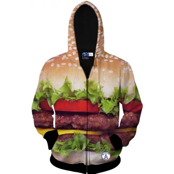 Brown Burger Patty Juicy Long Sleeves Mens Jacket Winter Hooded Hoodies