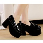 Black Patent Tassels Platforms Punk Rock Chunky Heels Sole Creepers Shoes