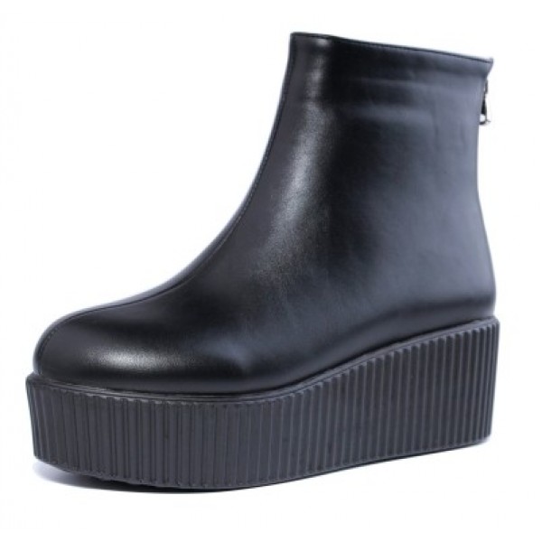 Black Platforms Punk Rock Chunky Sole Boots Creepers Shoes