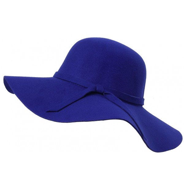 Blue Broad Wide Brim Woolen Lady Hat