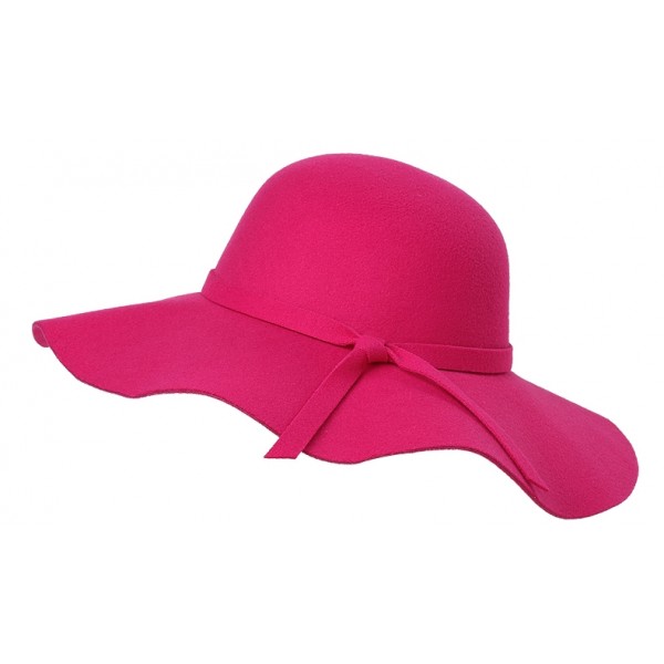 Pink Fushia Broad Wide Brim Woolen Lady Hat