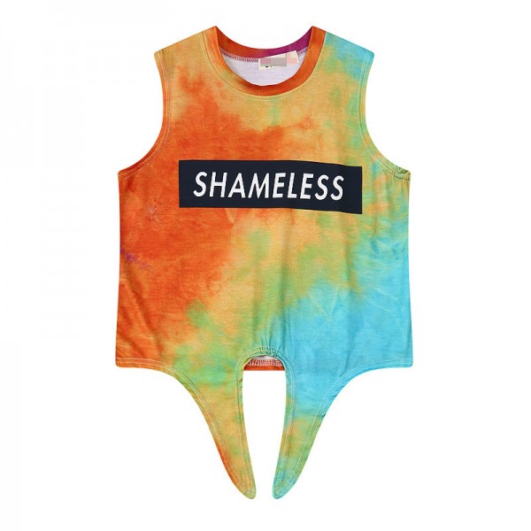 Orange Shameless Galaxy Universe Tie Dye Sleeveless T Shirt Cami Tank Top