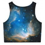 Black Blue Galaxy Stars Sleeveless T Shirt Cami Tank Top 