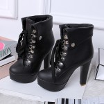 Black Lolita Punk Rock Lace Up High Heels Platforms Boots Shoes