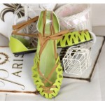 Lime Green Hollow Out Sexy Strappy Ballerina Ballets Gladiator Sandals Flats Shoes