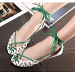 White Green Hollow Out Sexy Strappy Ballerina Ballets Gladiator Sandals Flats Shoes