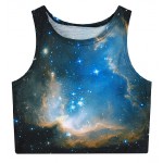 Black Blue Galaxy Stars Sleeveless T Shirt Cami Tank Top 