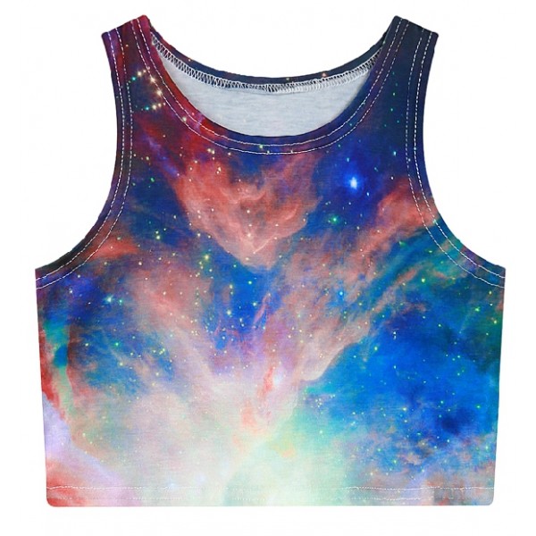 Black Galaxy Stars Universe Sleeveless T Shirt Cami Tank Top 