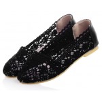 Black Hollow Out Crochet Vintage Ballerina Ballets Casual Loafers Flats Shoes