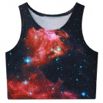Red Black Stars Galaxy Universe Sleeveless T Shirt Cami Tank Top