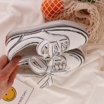 White Comic Thick Bow Lace Up Sneakers Flats Shoes