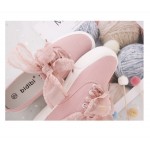 Pink Ribbon Giant Bow Lace Up Sneakers Flats Shoes