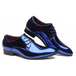 Blue Metallic Mens Oxfords Flats Loafers Dappermen Dapper Lace Up Dress Shoes