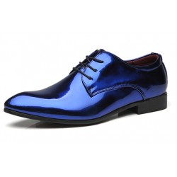 Blue Metallic Mens Oxfords Flats Loafers Dappermen Dapper Lace Up Dress Shoes