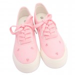 Pink Strawberries Ribbon Bow Lace Up Sneakers Flats Shoes