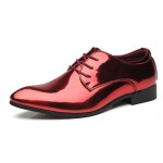 LAST PAIR Red Metallic Mens Oxfords Flats Lace Up Dress Shoes sz 43 44