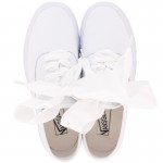 White Ribbon Giant Bow Lace Up Sneakers Flats Shoes