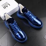Blue Metallic Lace Up Thick Sole High Top Sneakers Mens Shoes
