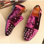 Burgundy Stars Studs Mens Flats Loafers Dappermen Dapper Dress Shoes