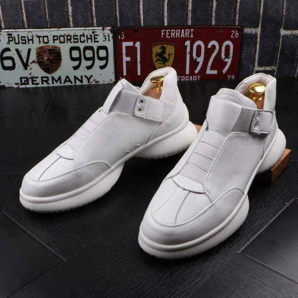 White Thick Sole High Top Sneakers Mens Shoes