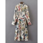 White Florals Pattern Japanese Long Sleeves Kimono Cardigan Outer Wear