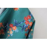 Turquoise Vintage Oriental Crane Retro Batwing Kimono Cardigan Outer Wear
