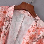Pink Flowers Retro Batwing Chiffon Kimono Cardigan Outer Wear