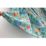 Blue Florals Flowers Pattern Long Sleeves Kimono Robe Cardigan Outer Wear