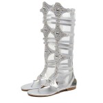 Silver Beads Flip Flops Boots Flats Roman Gladiator Sandals Shoes