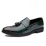 Green Patent Croc Tassels Mens Dappermen Dapper Loafers Shoes