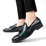 Green Patent Croc Tassels Mens Dappermen Dapper Loafers Shoes