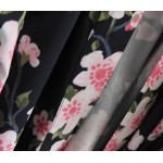 Black Vintage Flowers Retro Batwing Kimono Cardigan Outer Wear