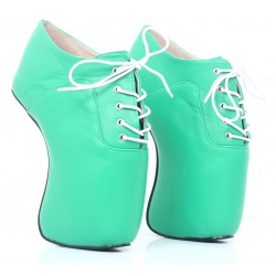 Green Mint Lace Up Weird Heels Heelless Horse Ponying Hoof Platforms Boots