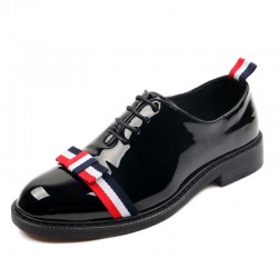 Black Bow Patent Leather Dapper Man Lace Up Mens Oxfords Dress Shoes