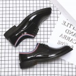 Black Patent Leather Ribbon Trim Dapper Man Lace Up Mens Oxfords Dress Shoes