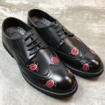Black Red Embroidered Ladybirds Leather Dapper Man Lace Up Mens Oxfords Dress Shoes
