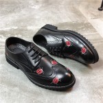 Black Red Embroidered Ladybirds Leather Dapper Man Lace Up Mens Oxfords Dress Shoes