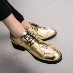Gold Metallic Embroidery Bees Stars Lace Up Dapper Mens Loafers Flats Dress Shoes