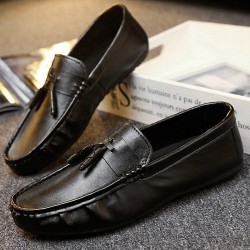 Black Tassels Mens Casual Loafers Flats Shoes