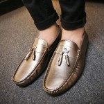 Gold Metallic Tassels Mens Casual Loafers Flats Shoes