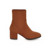 Brown Suede Pointed Head Ankle High Heels Chelsea Boots Shoes