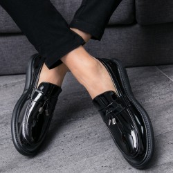 Black Tassels Patent Baroque Mens Thick Sole Oxfords Loafers Dappermen Dress Shoes