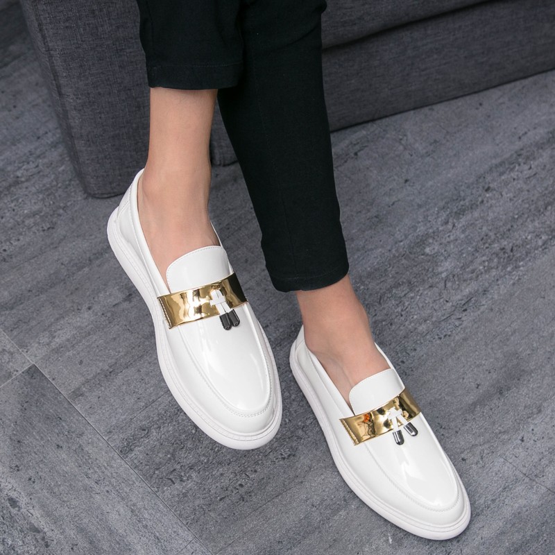 White Gold Tassels Baroque Mens Thick Sole Oxfords Loafers Dappermen ...