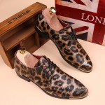 Brown Leopard Metallic Dapper Man Lace Up Mens Oxfords Dress Shoes