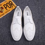 White Vintage Leather Lace Up Baroque Mens Thick Sole Oxfords Dress Shoes