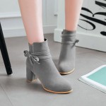 Grey Suede Point Head Ankle High Heels Boots Shoes