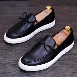 Black White Bow Baroque Mens Thick Sole Oxfords Loafers Dappermen Dress Shoes